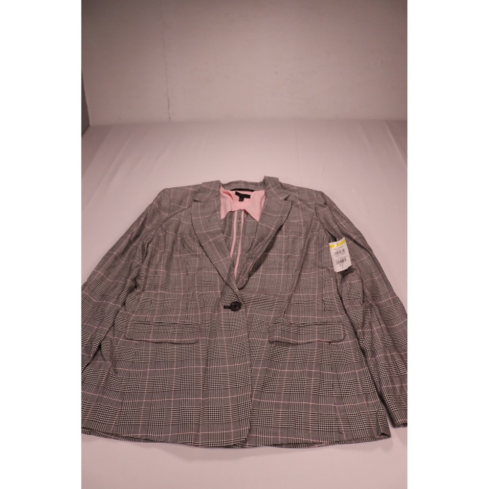 ATM ANTHONY THOMAS MELILLO Black White Pink Houndstooth Plaid Blazer Jacket 6 US